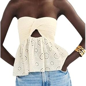 ZARA knit strappless keyhole top